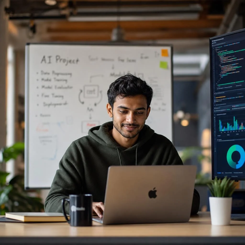 KDCI AI specialist reviewing a secure workflow dashboard